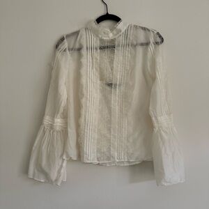 WHBM Céline Victorian Lace Bell Sleeve Blouse Size 6